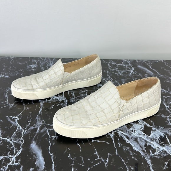 STUART WEITZMAN Light Gray Leather Croc Embossed Casual Shoe - Picture 6 of 10